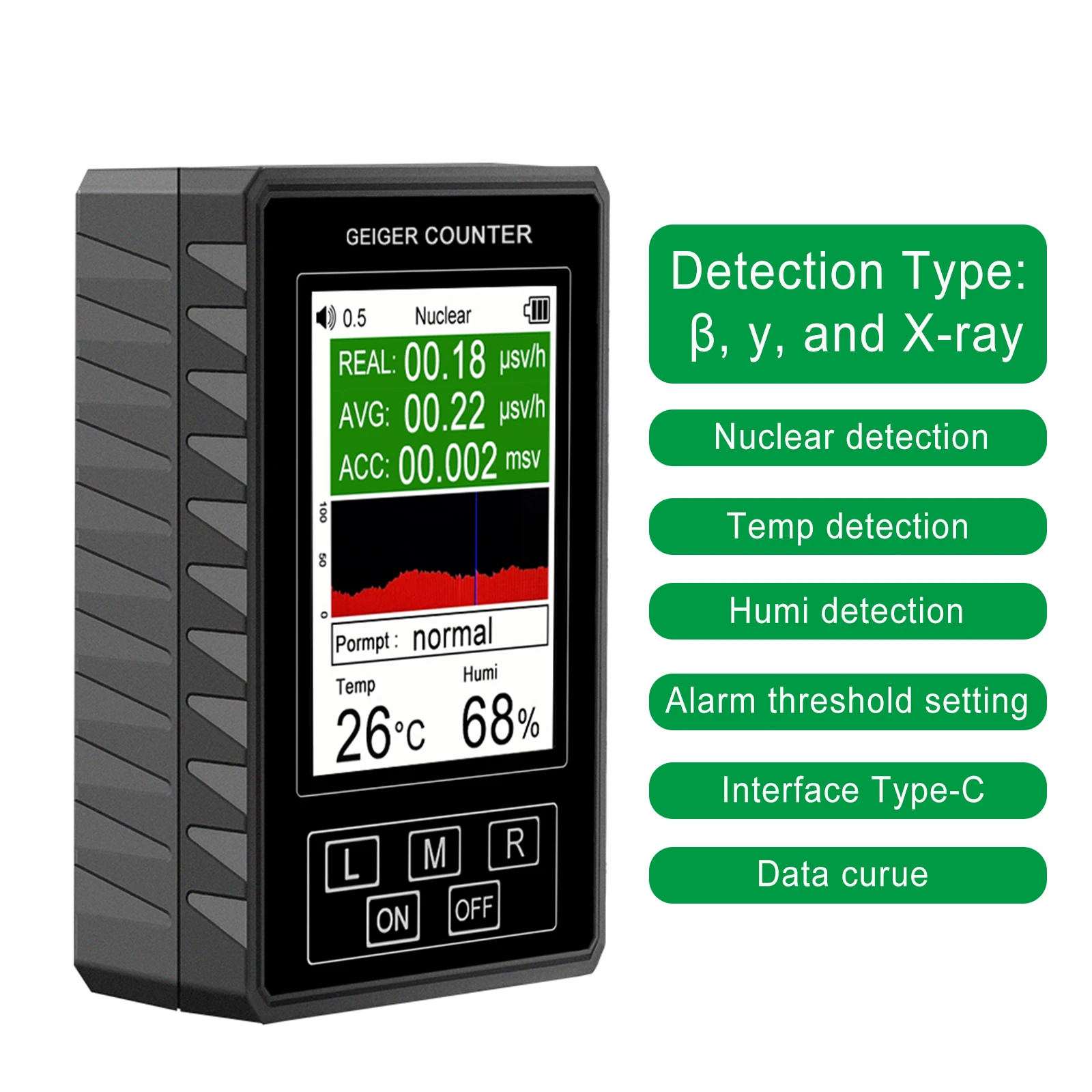 New Nuclear Radiation Detector Color Display Screen Geiger Counter Personal Dosimeter Marble Detector Beta Gamma
New Nuclear Radiation Detector Color Display Screen Geiger Counter Personal Dosimeter Marble Detector Beta Gamma