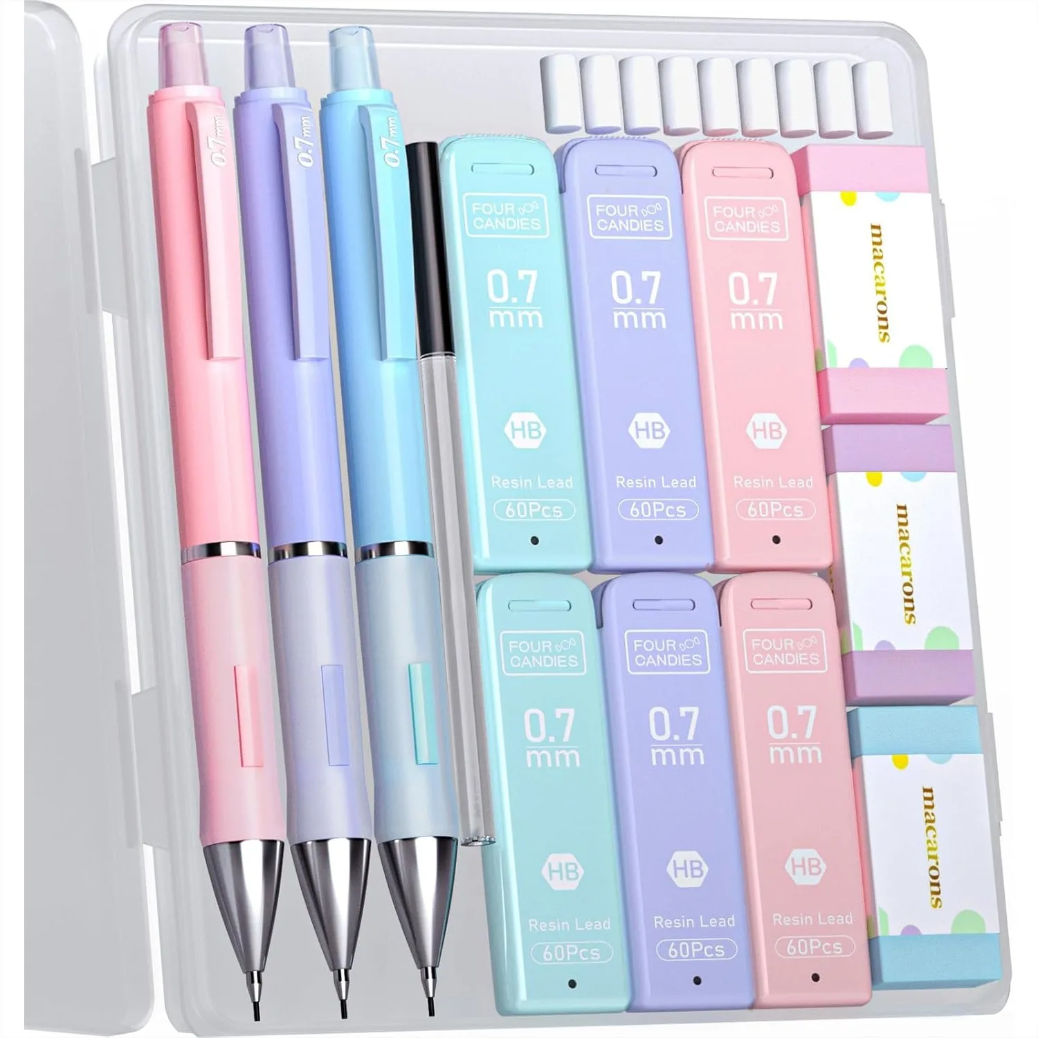 Mechanical Pencils Set 0.7mm with 360 Lead Refills, Pastel Erasers & Case, Cute School Supplies for Teen Girls Writing and
Mechanical Pencils Set 0.7mm with 360 Lead Refills, Pastel Erasers & Case, Cute School Supplies for Teen Girls Writing and