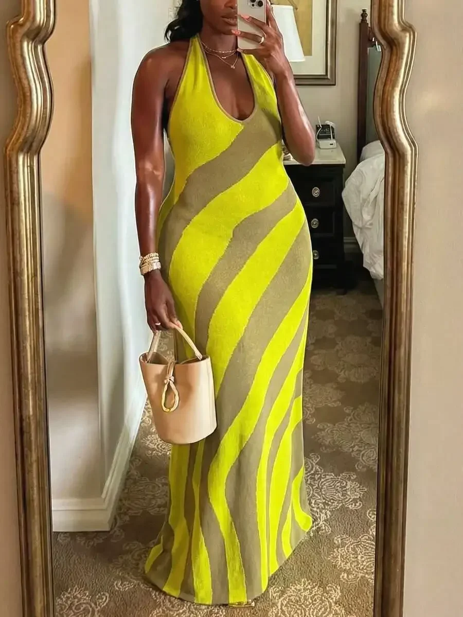 Haltered Backless Maxi Knit Dress Striped Colorblock Casual Elegant Party Vacation
Haltered Backless Maxi Knit Dress Striped Colorblock Casual Elegant Party Vacation