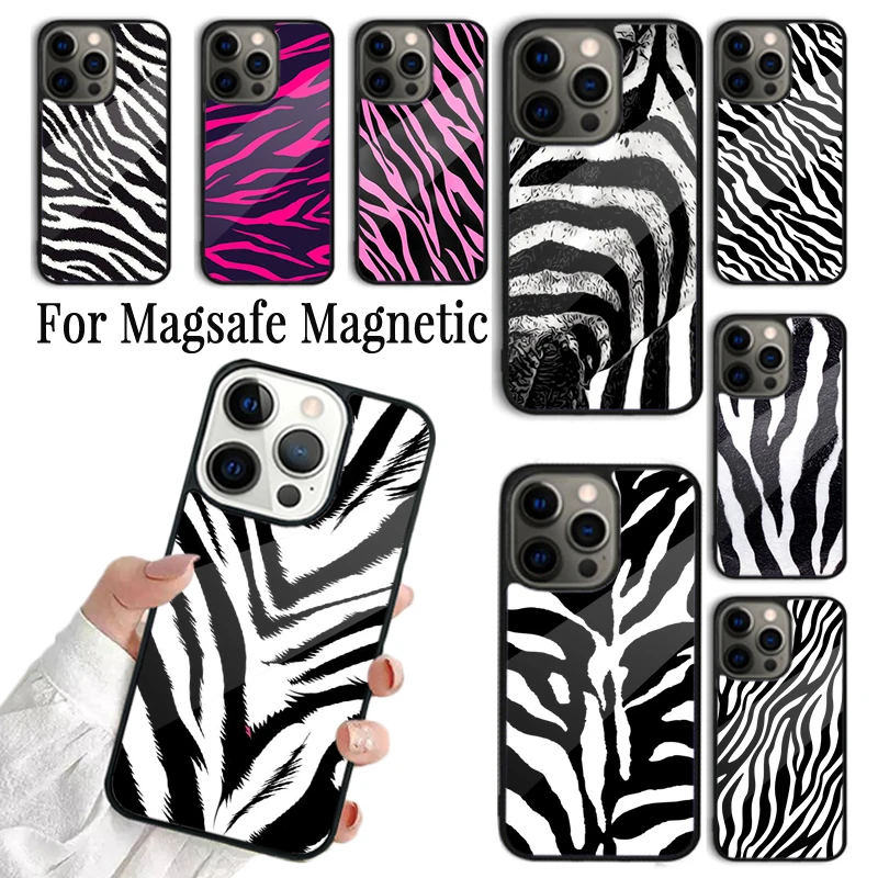 Чехол для телефона Coque для iPhone 16, 15, 14, 13, 12, Mini 11 Pro Max Plus Magsafe, магнитный чехол для беспроводной зарядки, кожа зебры 
Чехол для телефона Coque для iPhone 16, 15, 14, 13, 12, Mini 11 Pro Max Plus Magsafe, магнитный чехол для беспроводной зарядки, кожа зебры