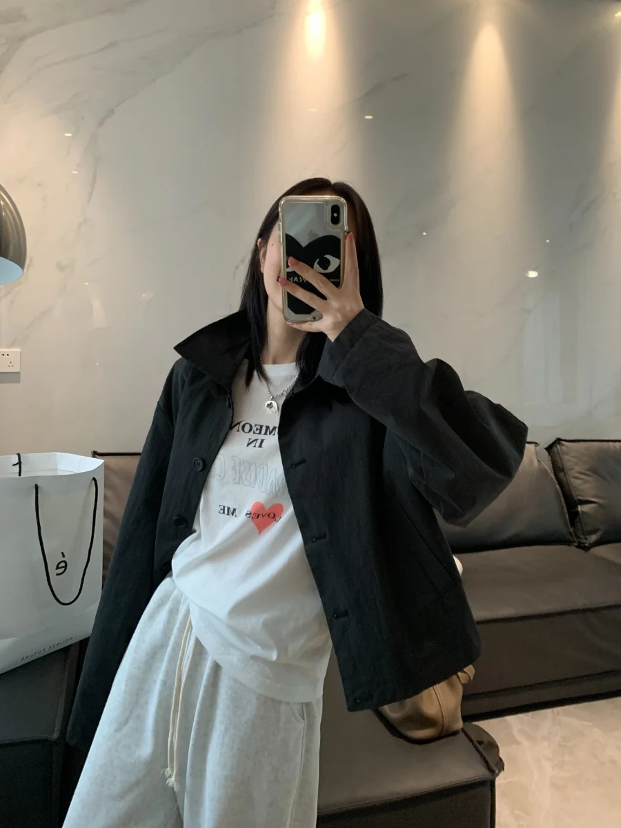 Bling Bubble Cold Tone Deep Charcoal Short Jacket Long Sleeve Outerwear Collar Button Closure Loose Fit Cotton Blend
Bling Bubble Cold Tone Deep Charcoal Short Jacket Long Sleeve Outerwear Collar Button Closure Loose Fit Cotton Blend