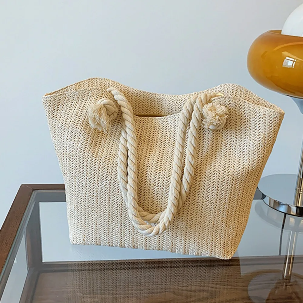 Elegant Women Straw Tote Bag Solid Color Large Capacity Casual Beach Handbag Convenient Spacious Underarm Shoulder Bag Shopping
Elegant Women Straw Tote Bag Solid Color Large Capacity Casual Beach Handbag Convenient Spacious Underarm Shoulder Bag Shopping