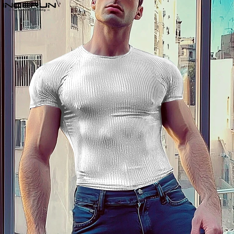 Men T Shirts Shiny O-neck Short Sleeve Sparkling Streetwear Party Nightclub Men Clothing Tops 2025 Fashion Camisetas INCERUN
Men T Shirts Shiny O-neck Short Sleeve Sparkling Streetwear Party Nightclub Men Clothing Tops 2025 Fashion Camisetas INCERUN