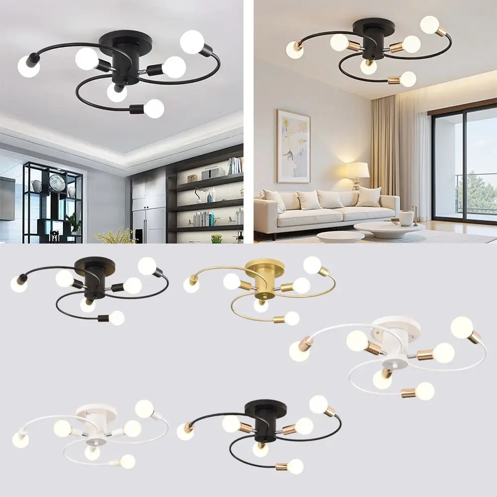 Nordic Style Black White Gold Ceiling Light Six Heads Iron Material Nordic Ceiling Light E27 Bulb Base Soft Chandelier Bedroom
Nordic Style Black White Gold Ceiling Light Six Heads Iron Material Nordic Ceiling Light E27 Bulb Base Soft Chandelier Bedroom