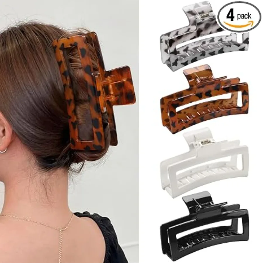 5 Inche Extra Large Claw Clips for Thick Hair, 4 Pack Xl Leopard and Glossy Claw Clips, Jumbo Non-Slip Rectangle Hair Clips for Women, Strong Hold Jaw Clips for Long Hair, Tortoiseshell
5 Inche Extra Large Claw Clips for Thick Hair, 4 Pack Xl Leopard and Glossy Claw Clips, Jumbo Non-Slip Rectangle Hair Clips for Women, Strong Hold Jaw Clips for Long Hair, Tortoiseshell
