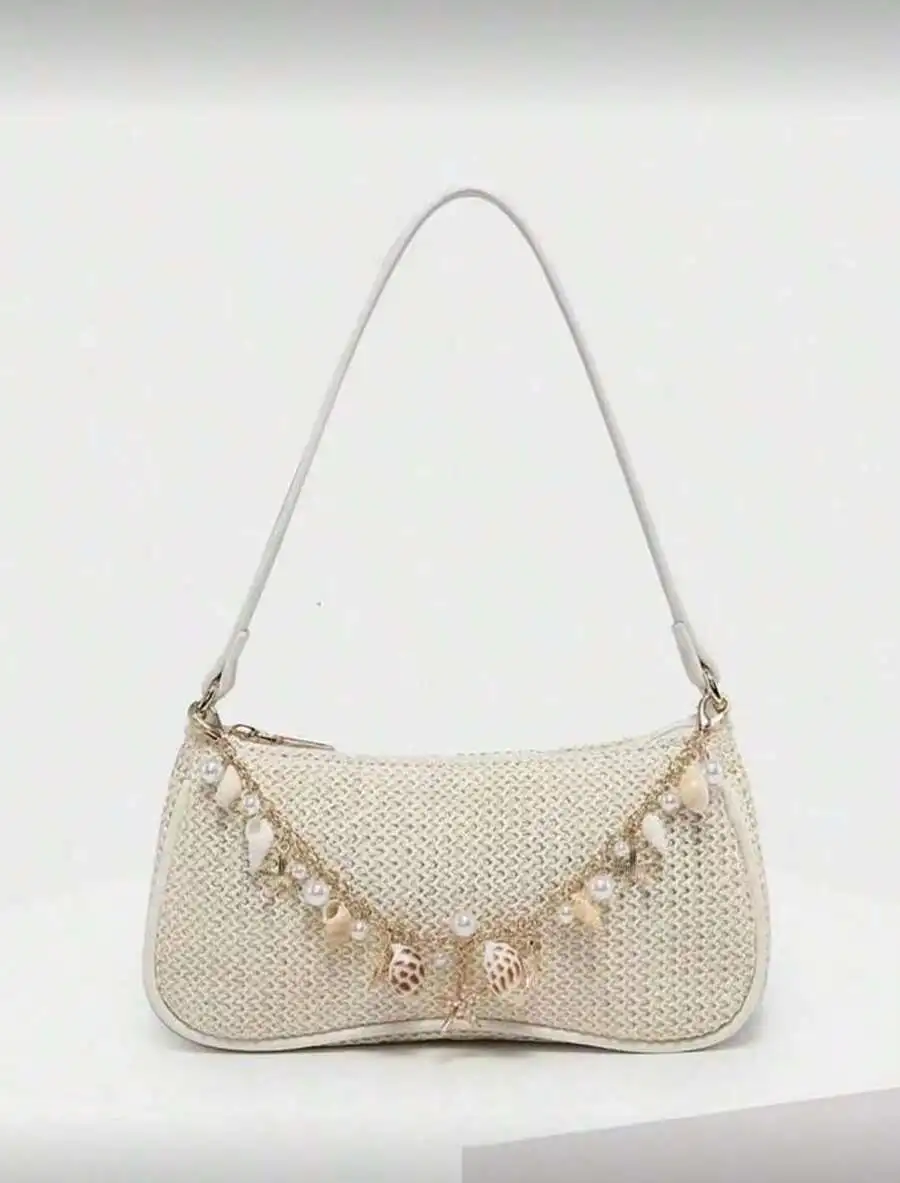 Woven Shell And Pearl Decorated Zipper Closure Hobo Bag For Women Summer Beach Style
Woven Shell And Pearl Decorated Zipper Closure Hobo Bag For Women Summer Beach Style