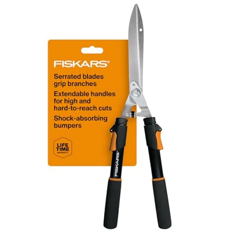Power-Lever Extendable Hedge Shears, Self-Sharpening Serrated Steel Blades for Clean Cuts, Handles Adjust 25"-33" for High Reac
Power-Lever Extendable Hedge Shears, Self-Sharpening Serrated Steel Blades for Clean Cuts, Handles Adjust 25"-33" for High Reac