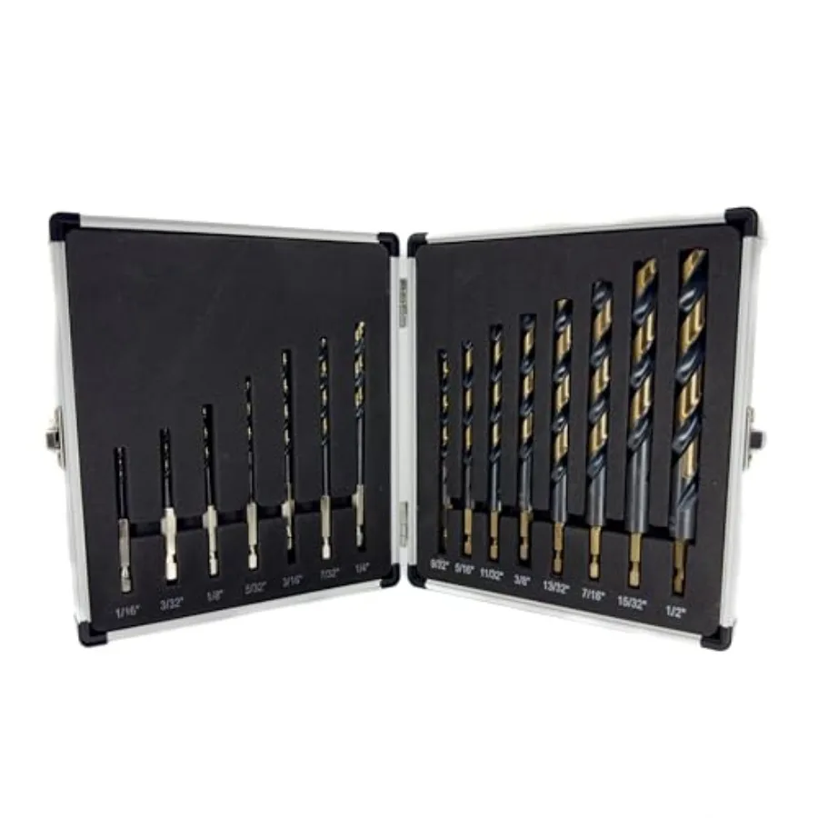 15 Piece KFD Black and Gold Quick Change Hex Shank Drill Bit Set KFDHEX Series
15 Piece KFD Black and Gold Quick Change Hex Shank Drill Bit Set KFDHEX Series