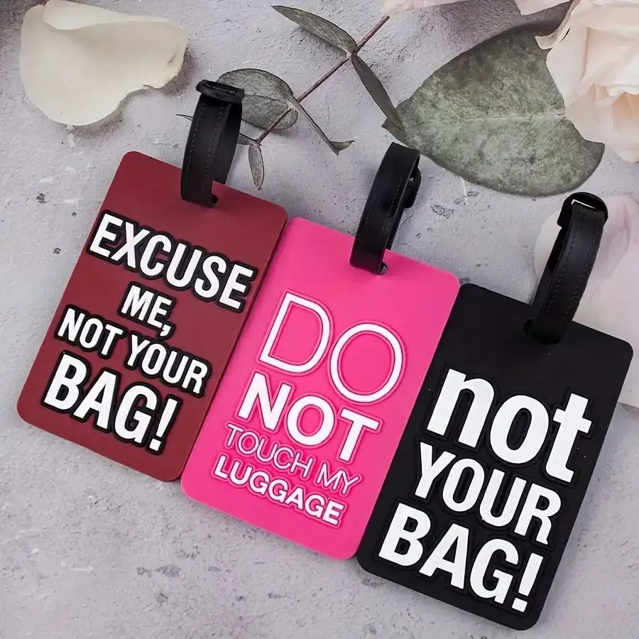 3 Pieces Humorous Luggage Tags 'Please/Do Not/Not Your Bag' - Durable PVC, Essential Travel Identification For Checked Luggage, Brown, Pink, And Black Fashion Mixed Letter Design, Travel Luggage
3 Pieces Humorous Luggage Tags 'Please/Do Not/Not Your Bag' - Durable PVC, Essential Travel Identification For Checked Luggage, Brown, Pink, And Black Fashion Mixed Letter Design, Travel Luggage
