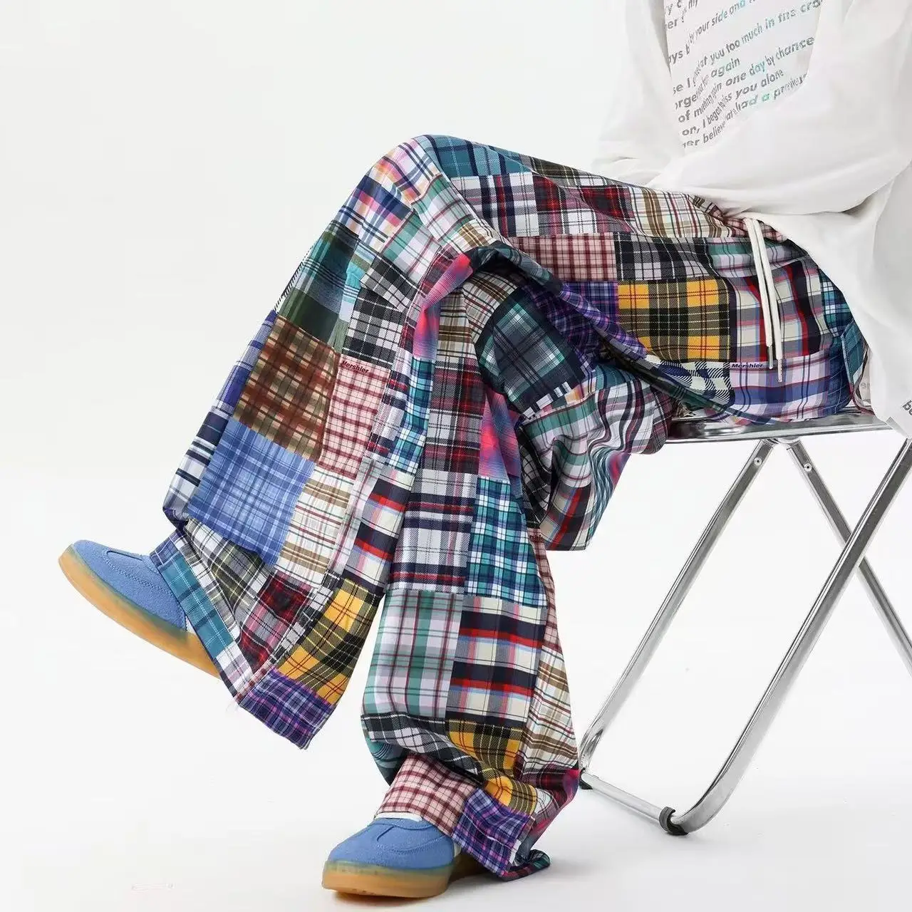 Vintage Patchwork Plaid Pants Multi-Color Check Design Hip Hop Elastic Waist Loose Wide Leg Trousers Men's Street Trousers
Vintage Patchwork Plaid Pants Multi-Color Check Design Hip Hop Elastic Waist Loose Wide Leg Trousers Men's Street Trousers