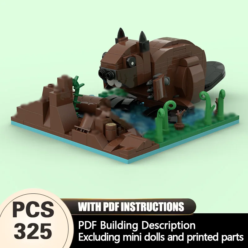 Creators Animal Series Model MOC Building Bricks Casterfiber With Display Base Modular Technology Gifts Assemble Children Toys
