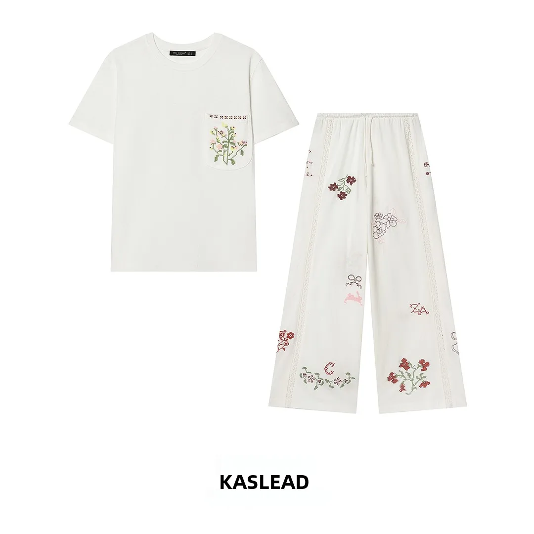 KASLEAD New Women's Fashion Short Sleeve Embroidered Color Block Long Pants Spring 2026 Set Floral Pattern Patchwork Stitch
KASLEAD New Women's Fashion Short Sleeve Embroidered Color Block Long Pants Spring 2026 Set Floral Pattern Patchwork Stitch
