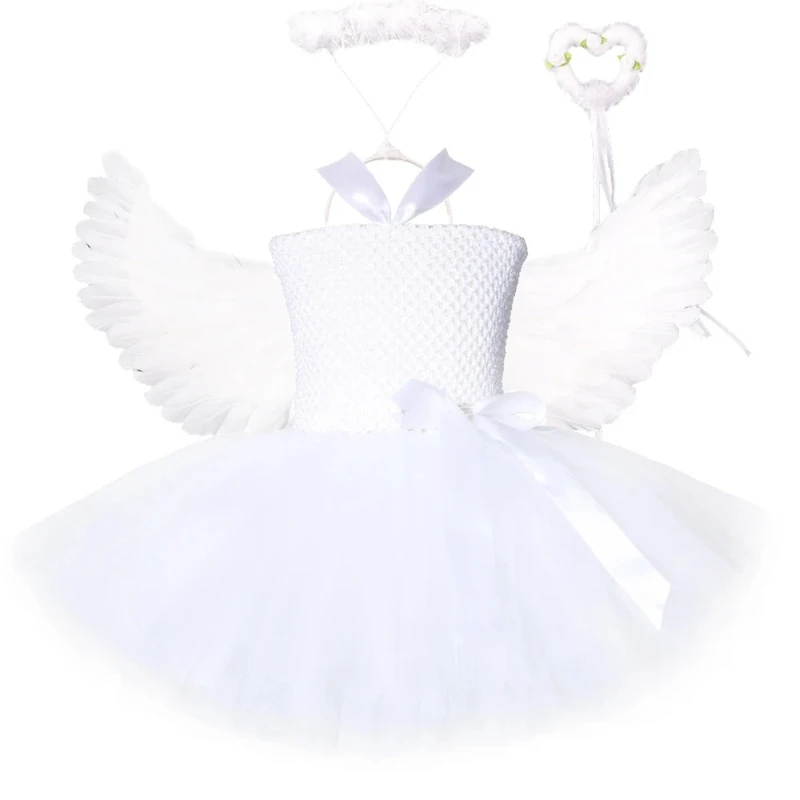 White Angel Costumes for Girls for Kids Christmas Holiday Clothes Princess Fairy Tutu Dress with Feather Wings Halloween Outfit
White Angel Costumes for Girls for Kids Christmas Holiday Clothes Princess Fairy Tutu Dress with Feather Wings Halloween Outfit