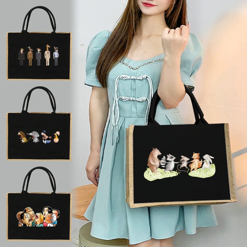 Shoulder Bag Women Travel Storage Bag Jute Linen Pouch Picnic Shopping Pouch Handbag Laminated Pouch Interesting Cartoon Animals
Shoulder Bag Women Travel Storage Bag Jute Linen Pouch Picnic Shopping Pouch Handbag Laminated Pouch Interesting Cartoon Animals