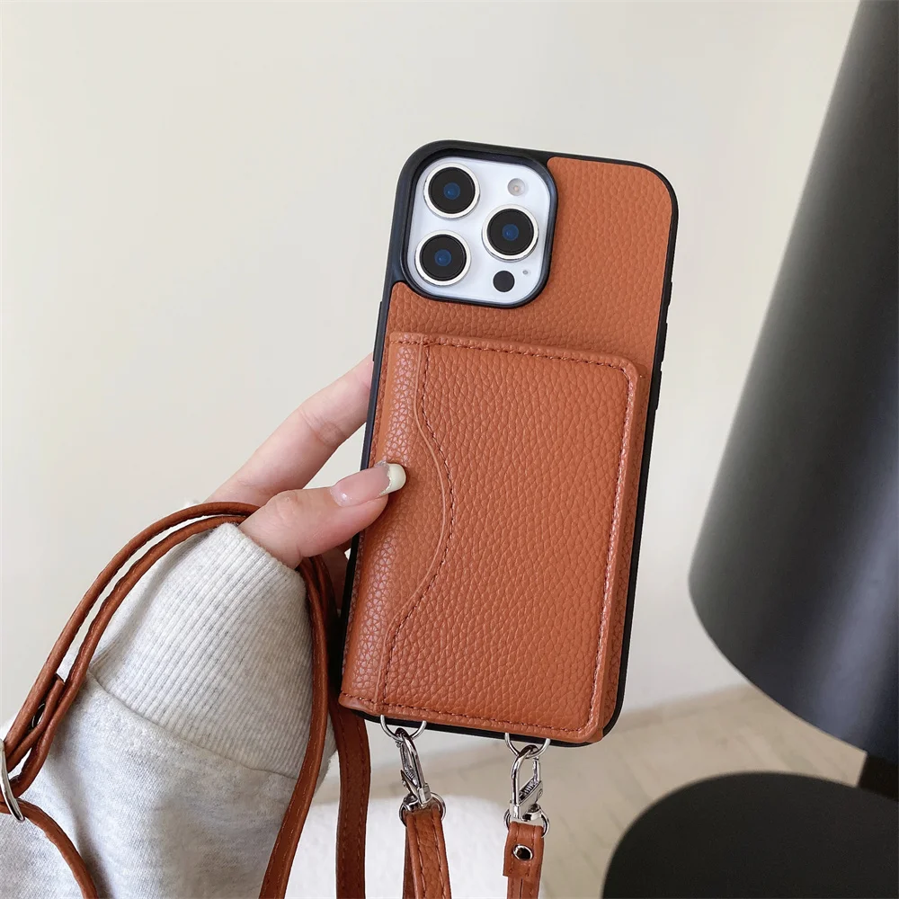 Lanyard Leather Phone Case for IPhone 16E 16 15 Plus 14 11 Pro Max 13 12 Mini XS XR 7 8 Crossbody Wallet Card Holder Slot Cover
Lanyard Leather Phone Case for IPhone 16E 16 15 Plus 14 11 Pro Max 13 12 Mini XS XR 7 8 Crossbody Wallet Card Holder Slot Cover