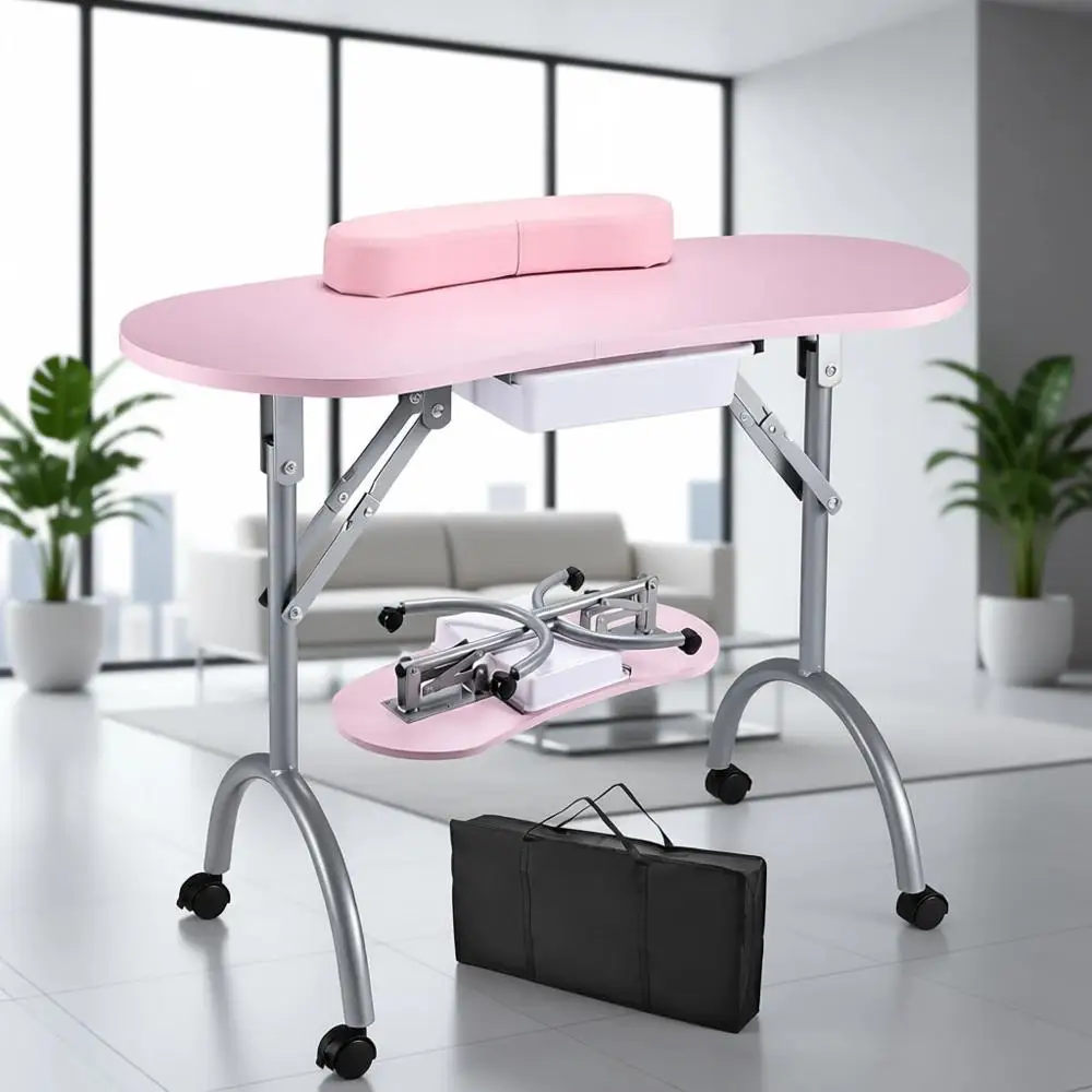Portable Nail Station with Wheeled Workstation, Professional Manicure Desk for Home Spa or Salon, Pink
Portable Nail Station with Wheeled Workstation, Professional Manicure Desk for Home Spa or Salon, Pink