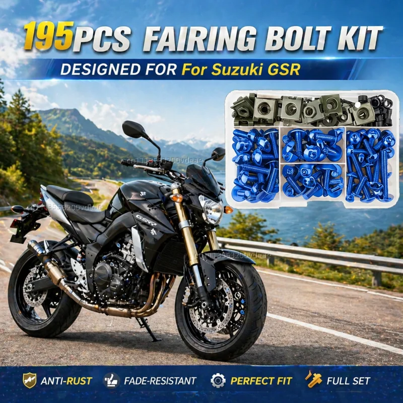 195Pcs Motorcycle Accessories Aluminum Fairing Bolt Screws Kit Nut Clips For Suzuki GSR 750 GSR 600 GSR 400 GSR400 GSR600 GSR750
195Pcs Motorcycle Accessories Aluminum Fairing Bolt Screws Kit Nut Clips For Suzuki GSR 750 GSR 600 GSR 400 GSR400 GSR600 GSR750