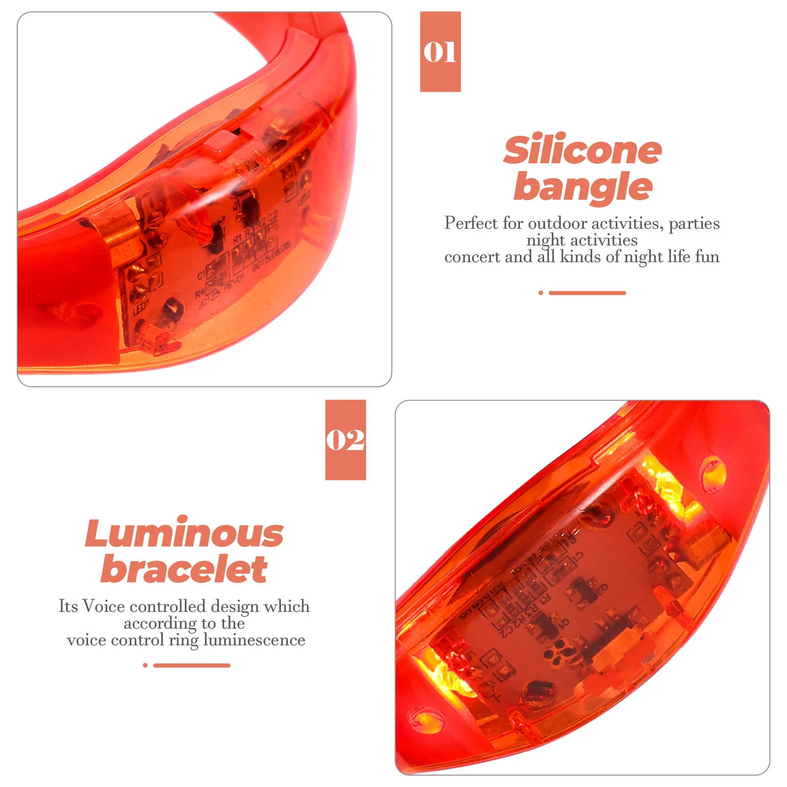 Voice Controlled LED Light Bracelet Glow in Dark Silicone Bangle Wristband for Parties Concerts Bright Flash
Voice Controlled LED Light Bracelet Glow in Dark Silicone Bangle Wristband for Parties Concerts Bright Flash
