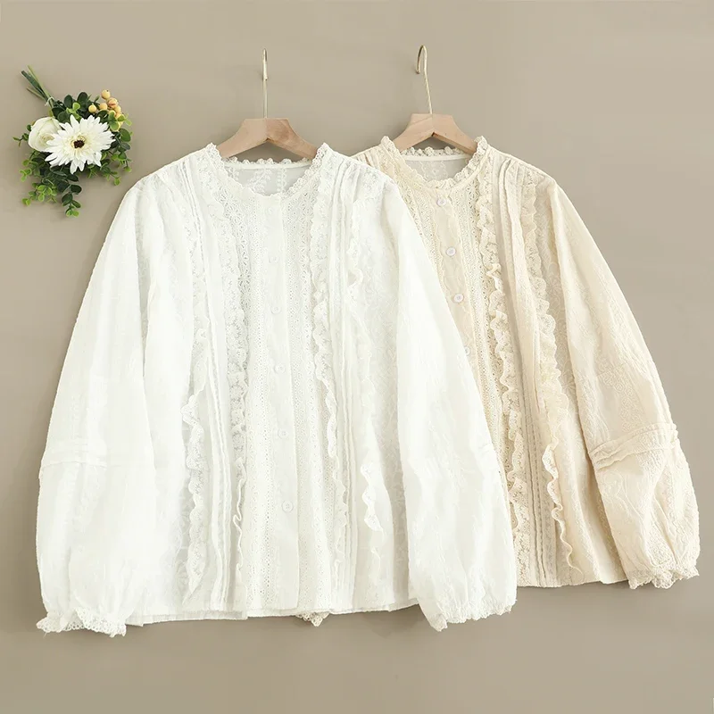 Spring New Japanese Sweet Mori Girl Solid Color Embroidered Shirts Woman O-Neck Long Sleeve Casual Loose Cotton Shirts Tops
Spring New Japanese Sweet Mori Girl Solid Color Embroidered Shirts Woman O-Neck Long Sleeve Casual Loose Cotton Shirts Tops