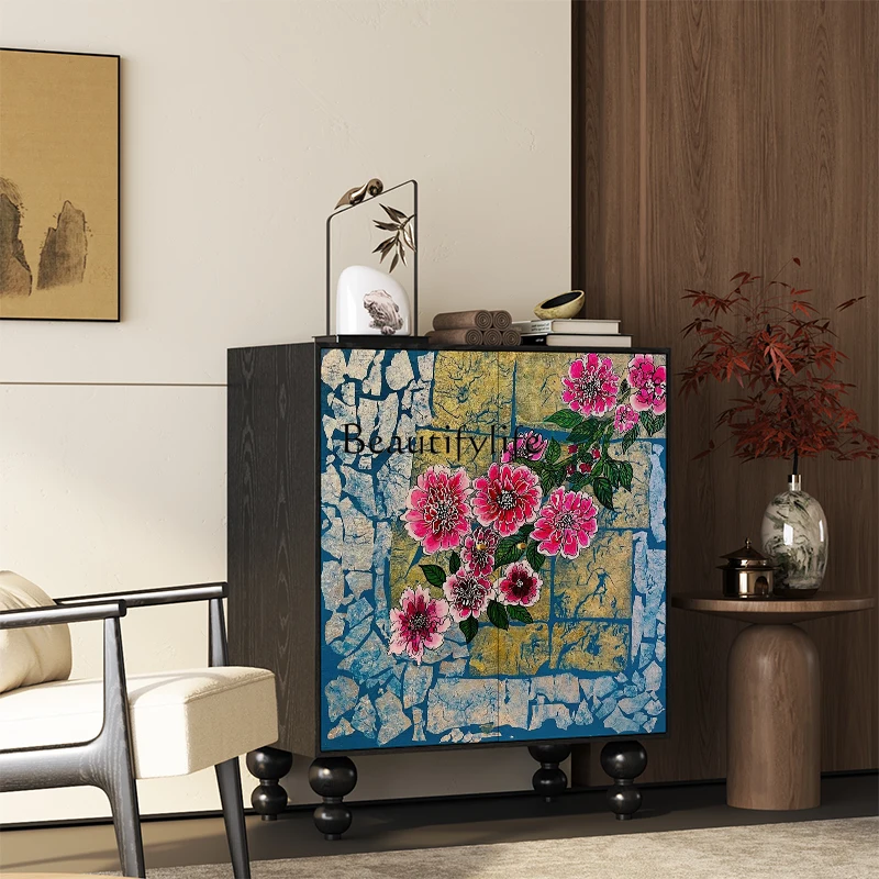 New Chinese retro flower solid wood home door partition cabinet entrance shoe cabinet integrated customization
New Chinese retro flower solid wood home door partition cabinet entrance shoe cabinet integrated customization