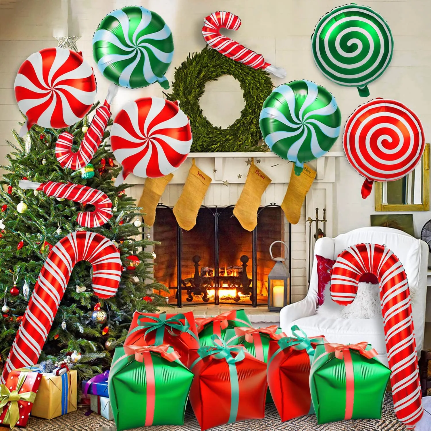30Pcs Christmas Candy Balloons Kit Large Cane Swirl Candy Foil Balloons Red Green Foil Sweet Candies Theme Party Home Decoration
30Pcs Christmas Candy Balloons Kit Large Cane Swirl Candy Foil Balloons Red Green Foil Sweet Candies Theme Party Home Decoration
