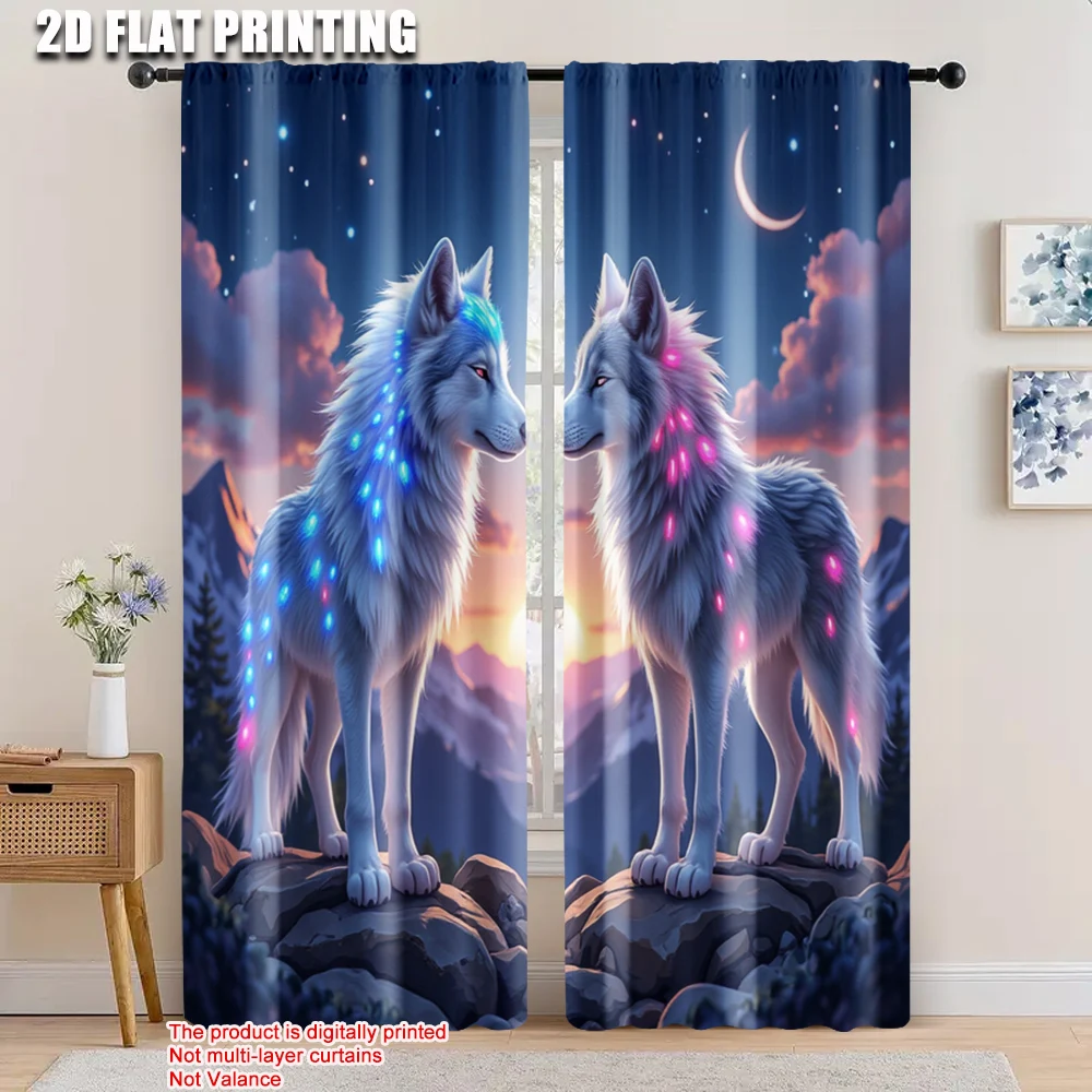 2pcs, 2D flat printing Window Curtains wolf and moon Versatile Polyester Fabric,Without Electricity Festive Holiday Applies to
2pcs, 2D flat printing Window Curtains wolf and moon Versatile Polyester Fabric,Without Electricity Festive Holiday Applies to