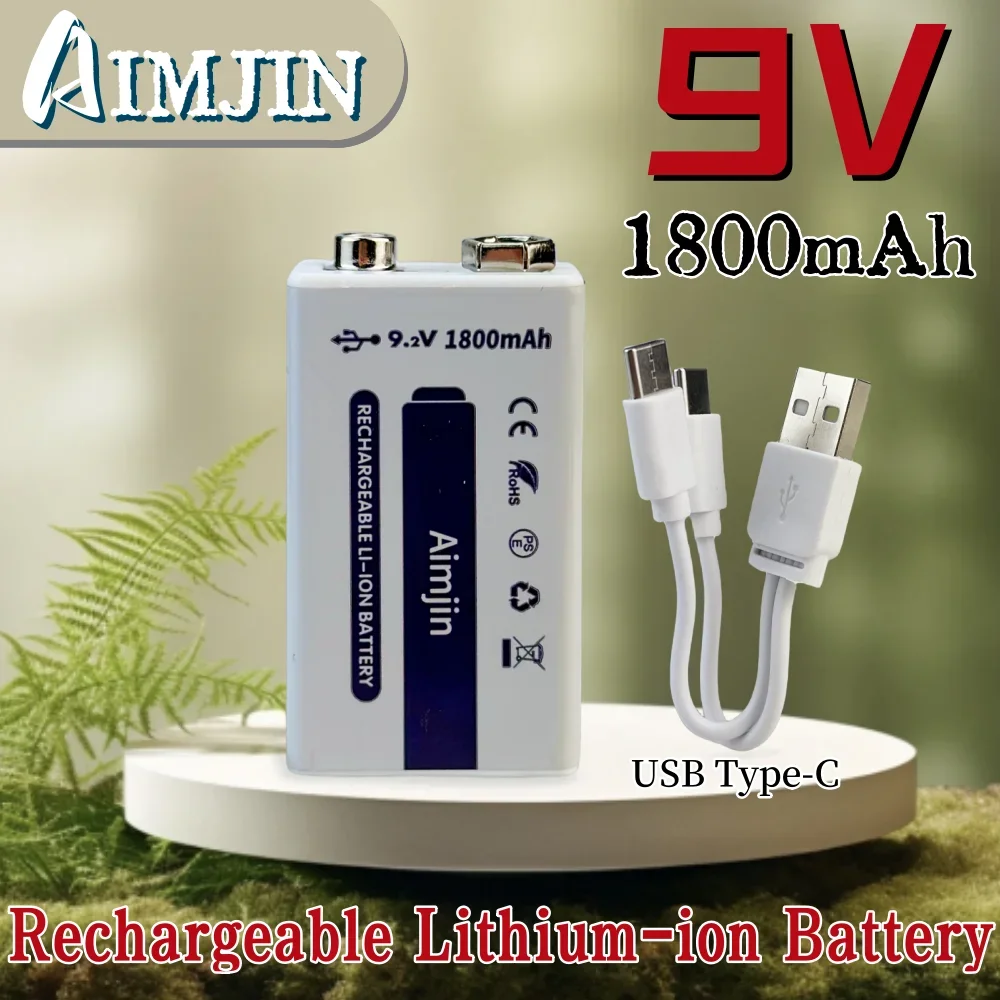9V 1800mAh Lithium Rechargeable Battery USB Charging Square Batteries for Walkie-talkie KTV-microphone Toy Multimeter
9V 1800mAh Lithium Rechargeable Battery USB Charging Square Batteries for Walkie-talkie KTV-microphone Toy Multimeter