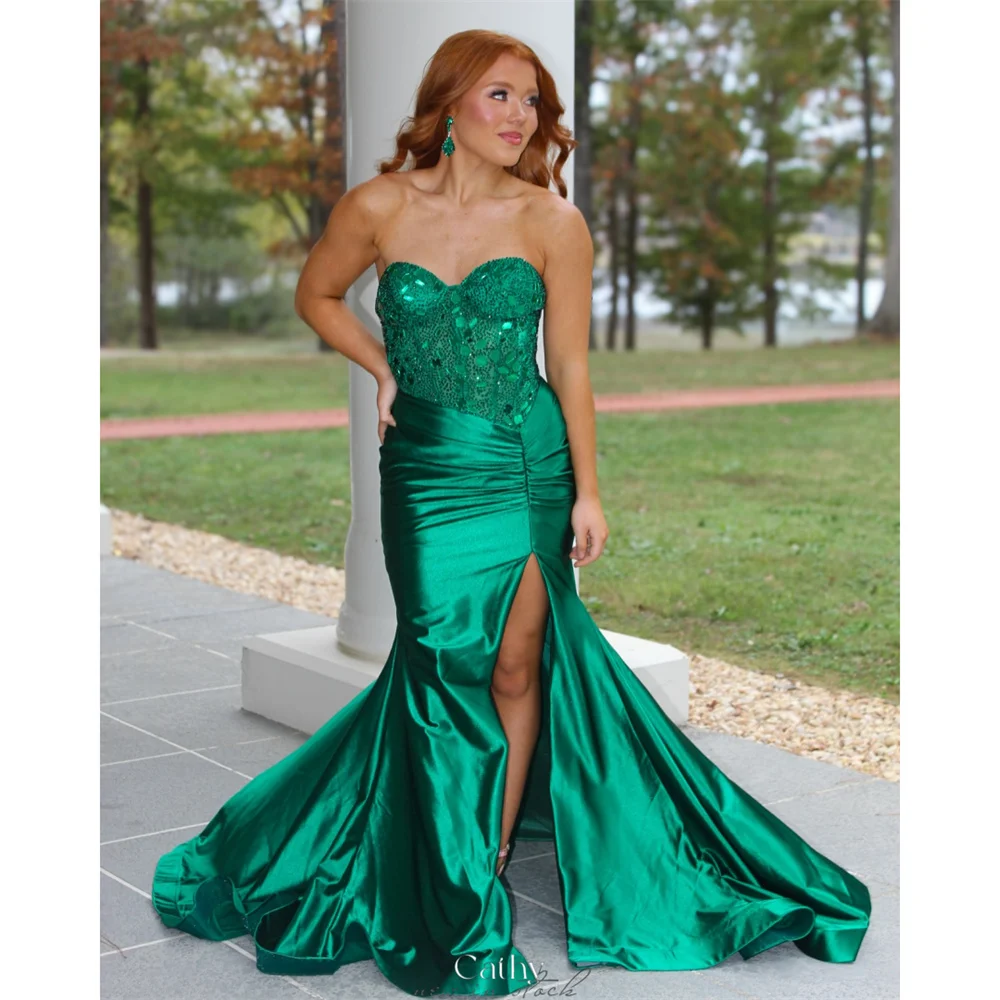 Cathy Green Sweeteart Strapless Sequinned Mermaid Prom Dress Side Slit vestidos de noiva Customized Sleeveless Evening Dresses
Cathy Green Sweeteart Strapless Sequinned Mermaid Prom Dress Side Slit vestidos de noiva Customized Sleeveless Evening Dresses