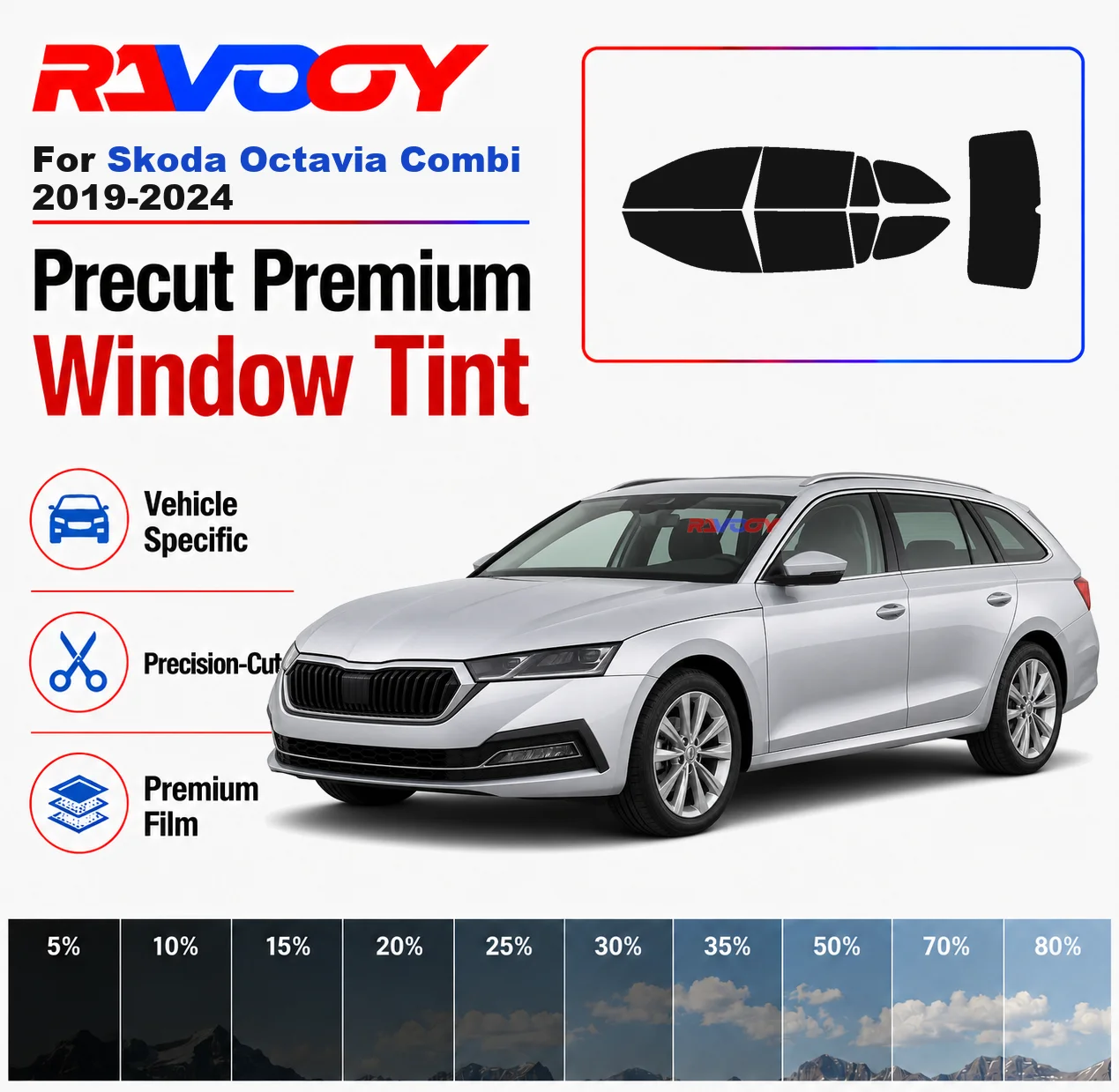 Premium Precut Window Tint Kit Front Rear Windows Rear Windshield For Skoda Octavia Combi 2019-2024 Car Solar Nano Ceramic Film
Premium Precut Window Tint Kit Front Rear Windows Rear Windshield For Skoda Octavia Combi 2019-2024 Car Solar Nano Ceramic Film