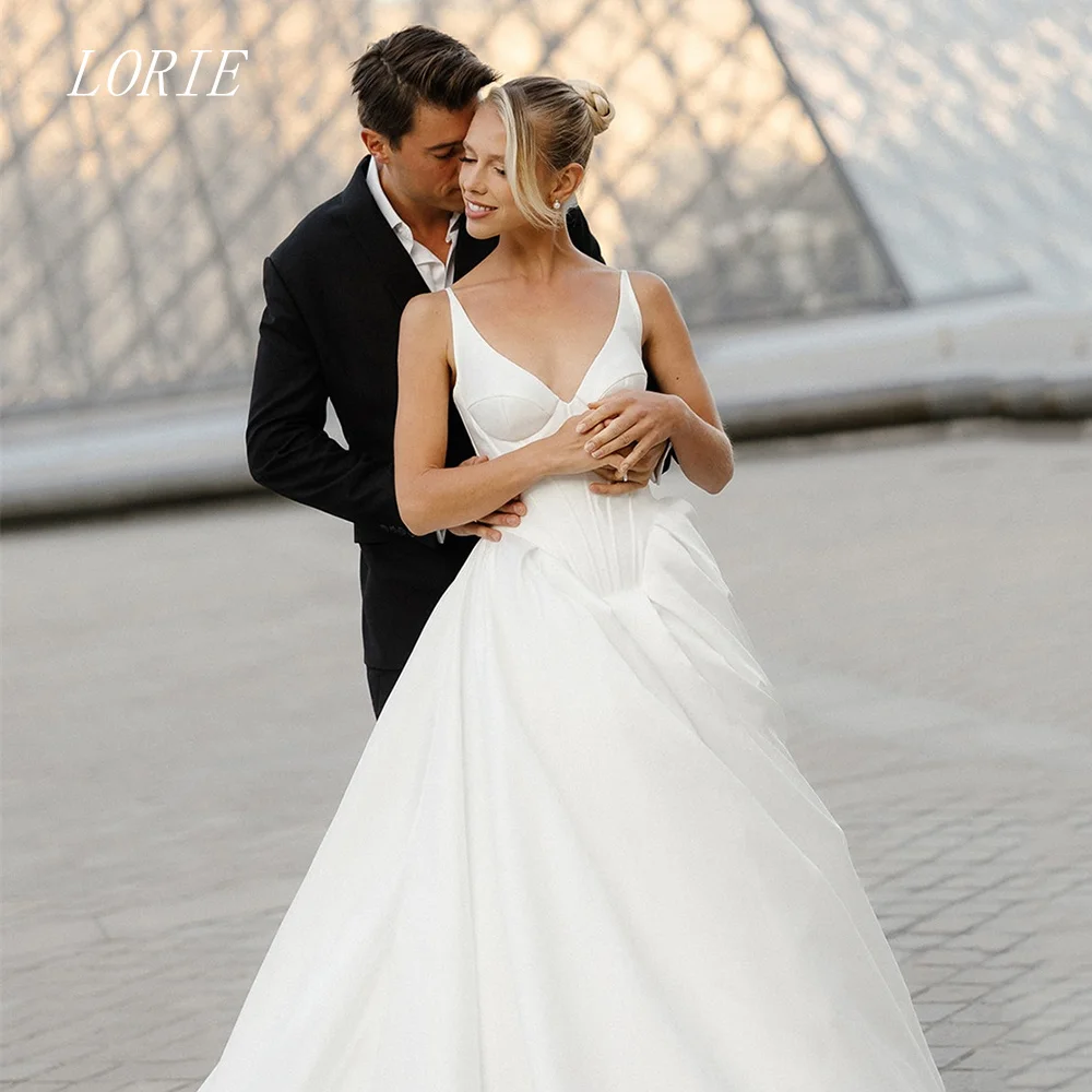 LORIE Luxury A Line Wedding Dress Elegant V Neck Bridal Dresses Waist Cinching Spaghetti Strap Wedding Gown Customized 2026
LORIE Luxury A Line Wedding Dress Elegant V Neck Bridal Dresses Waist Cinching Spaghetti Strap Wedding Gown Customized 2026