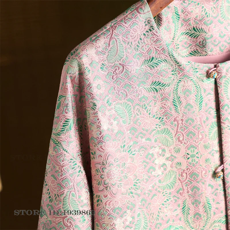 Pink Jacquard Tang Clothes Jacket New Chinese Style Long Sleeve Coat Shirt Spring Autumn Loose Satin Outwear New Year's Clothing
Pink Jacquard Tang Clothes Jacket New Chinese Style Long Sleeve Coat Shirt Spring Autumn Loose Satin Outwear New Year's Clothing