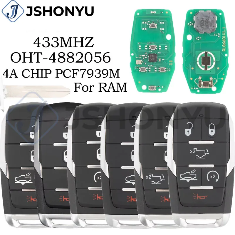 JsHonYu OHT-4882056 68291687AD 433MHz 4A Chip Smart Proximity Remote Key for Dodge RAM 1500 TRX Pickup 2019-2021 Fob
JsHonYu OHT-4882056 68291687AD 433MHz 4A Chip Smart Proximity Remote Key for Dodge RAM 1500 TRX Pickup 2019-2021 Fob