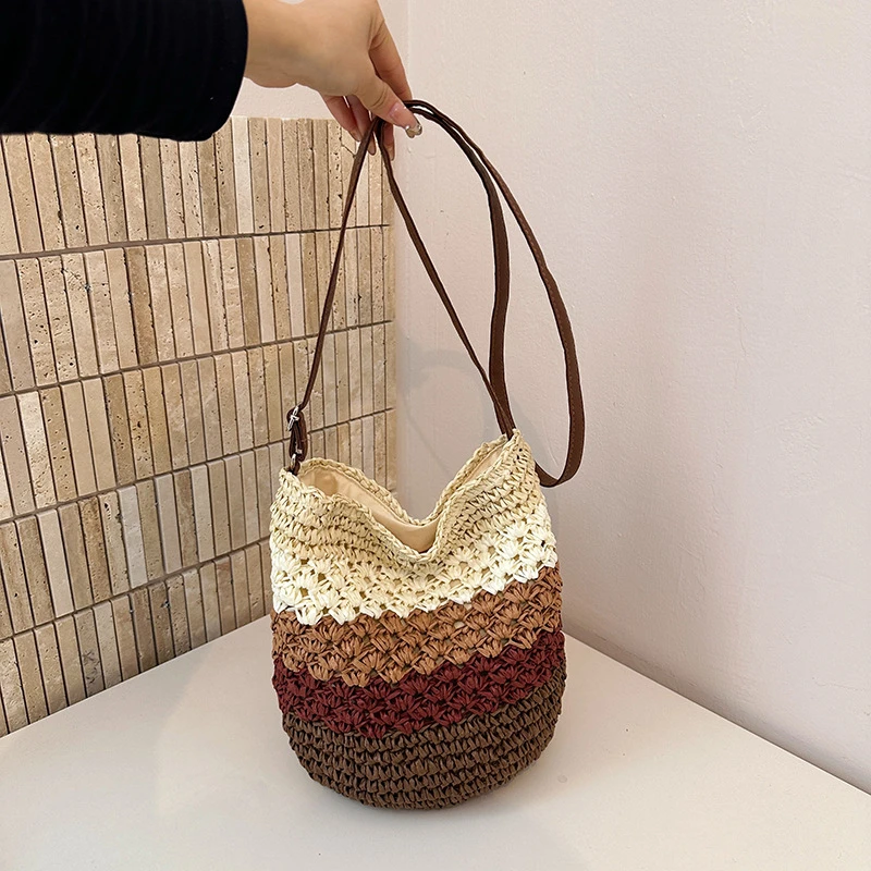 Striped Colorblock Straw Crossbody Shoulder Bag,Beach Vacation Handmade Bucket Bag,Women Summer Casual Color Contrast Handbag
Striped Colorblock Straw Crossbody Shoulder Bag,Beach Vacation Handmade Bucket Bag,Women Summer Casual Color Contrast Handbag