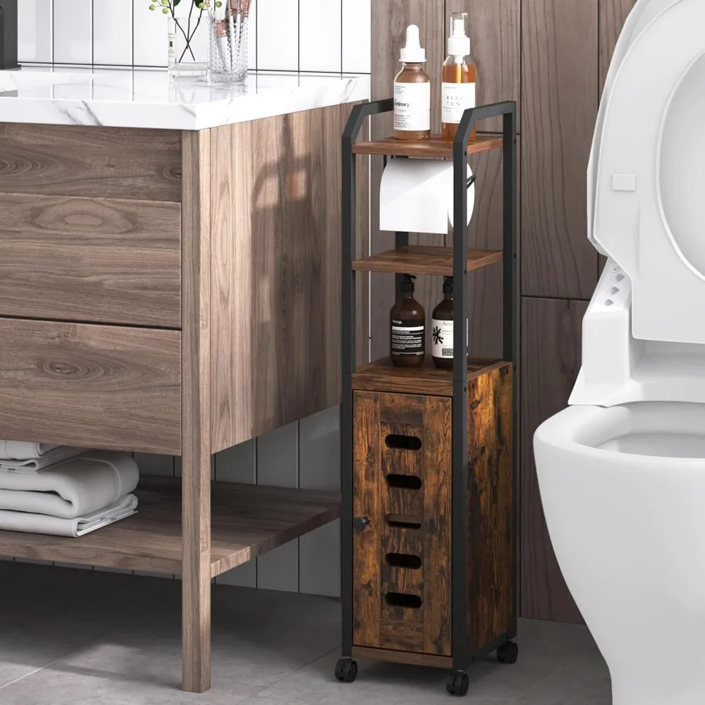 Toilet Paper Storage Cabinet,Small Toilet Paper Holder with 4 Wheels, Bathroom Organizer with Adjustable Shelf, for Small Spaces
Toilet Paper Storage Cabinet,Small Toilet Paper Holder with 4 Wheels, Bathroom Organizer with Adjustable Shelf, for Small Spaces