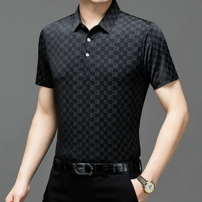 Pullover Solid Color Summer Men's Short Sleeve Printing Geometric Button Turn-down Collar T-shirt Comfortable Boyfriend Tops
Pullover Solid Color Summer Men's Short Sleeve Printing Geometric Button Turn-down Collar T-shirt Comfortable Boyfriend Tops