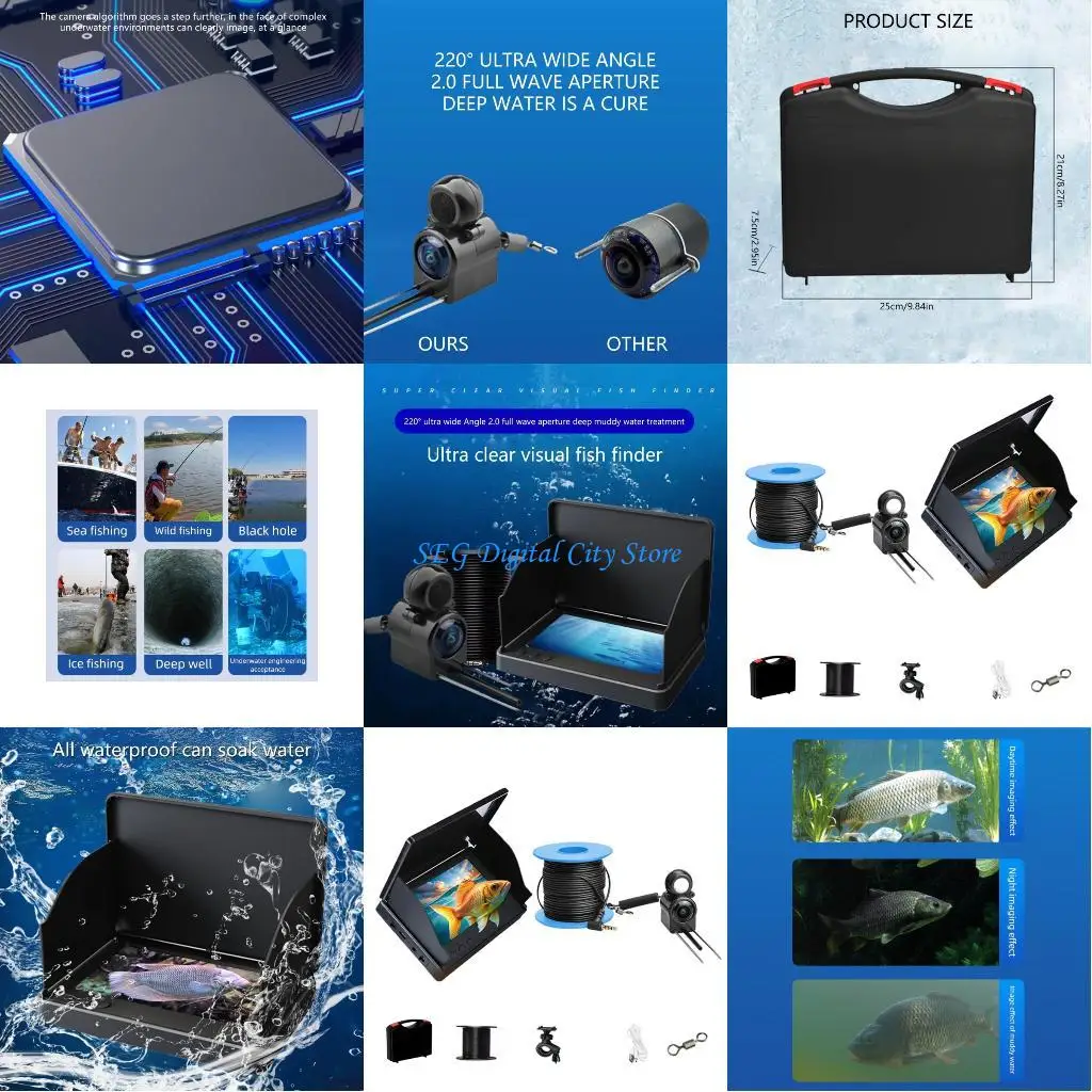 U75B Ice Fishing Camera Equipment 8000mAh Battery 5MP Display 220° Wide Lens With Antislip Base Suitable For Night Use
U75B Ice Fishing Camera Equipment 8000mAh Battery 5MP Display 220° Wide Lens With Antislip Base Suitable For Night Use