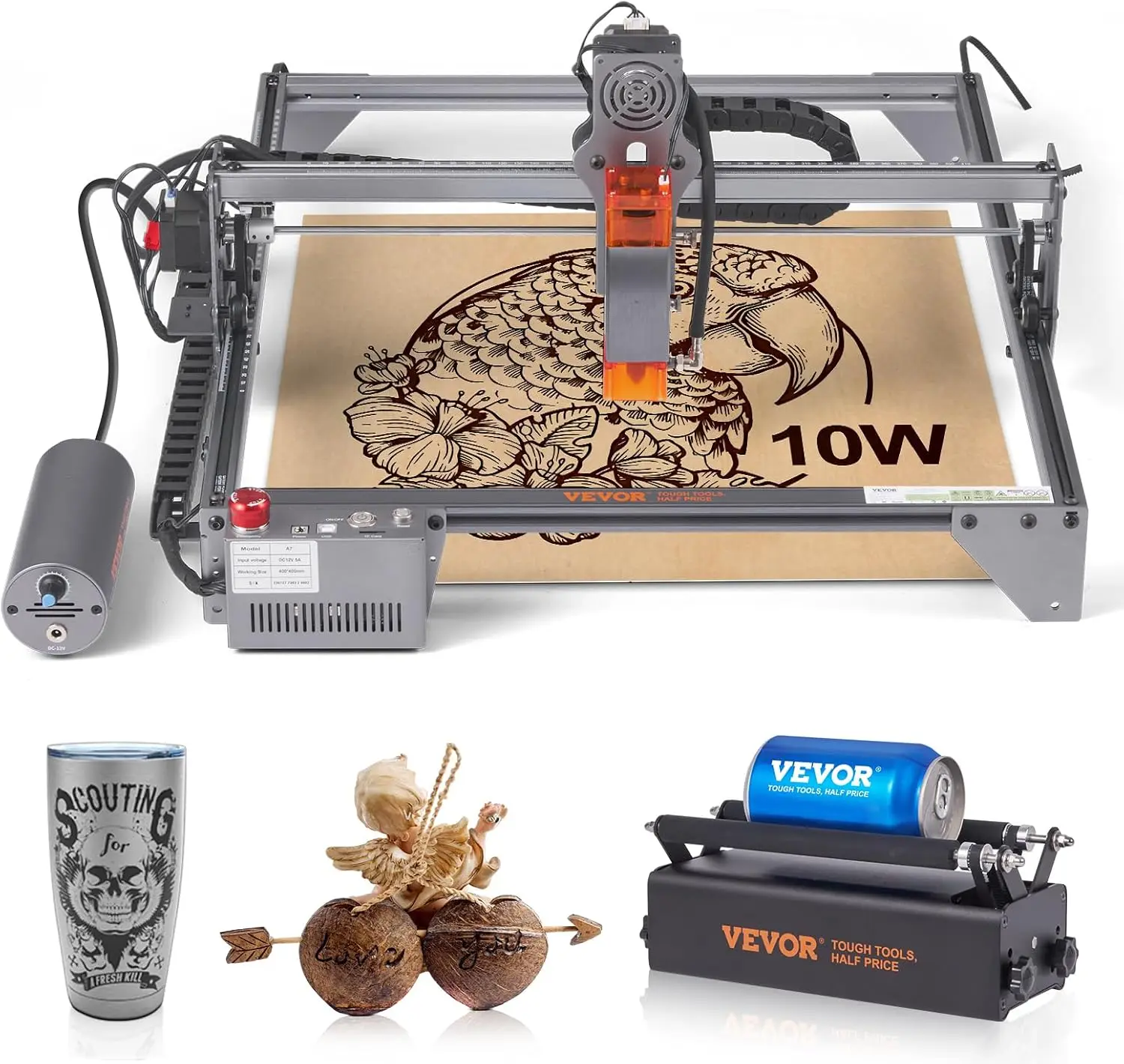 10W Output 10000mm min Movement Speed Compressed Spot with Rotary Roller Laser Cutter for Wood Certain Metal Gray
10W Output 10000mm min Movement Speed Compressed Spot with Rotary Roller Laser Cutter for Wood Certain Metal Gray