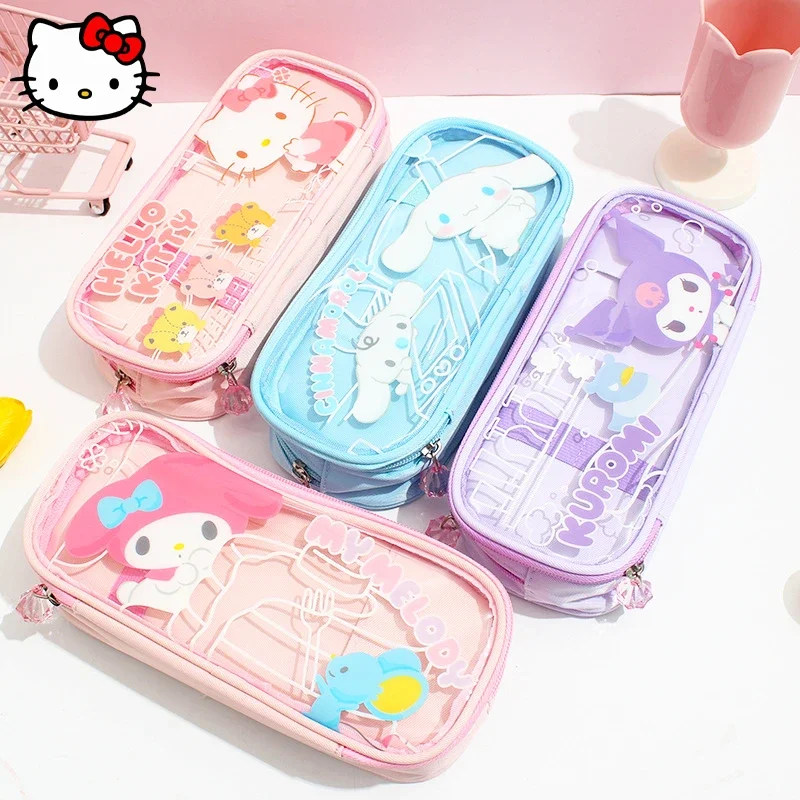 Sanrio HelloKitty MyMelody Cinnamoroll Pencil Case Kawaii Anime Large Capacity Transparent Student Pencil Case Stationery Gift 
Sanrio HelloKitty MyMelody Cinnamoroll Pencil Case Kawaii Anime Large Capacity Transparent Student Pencil Case Stationery Gift