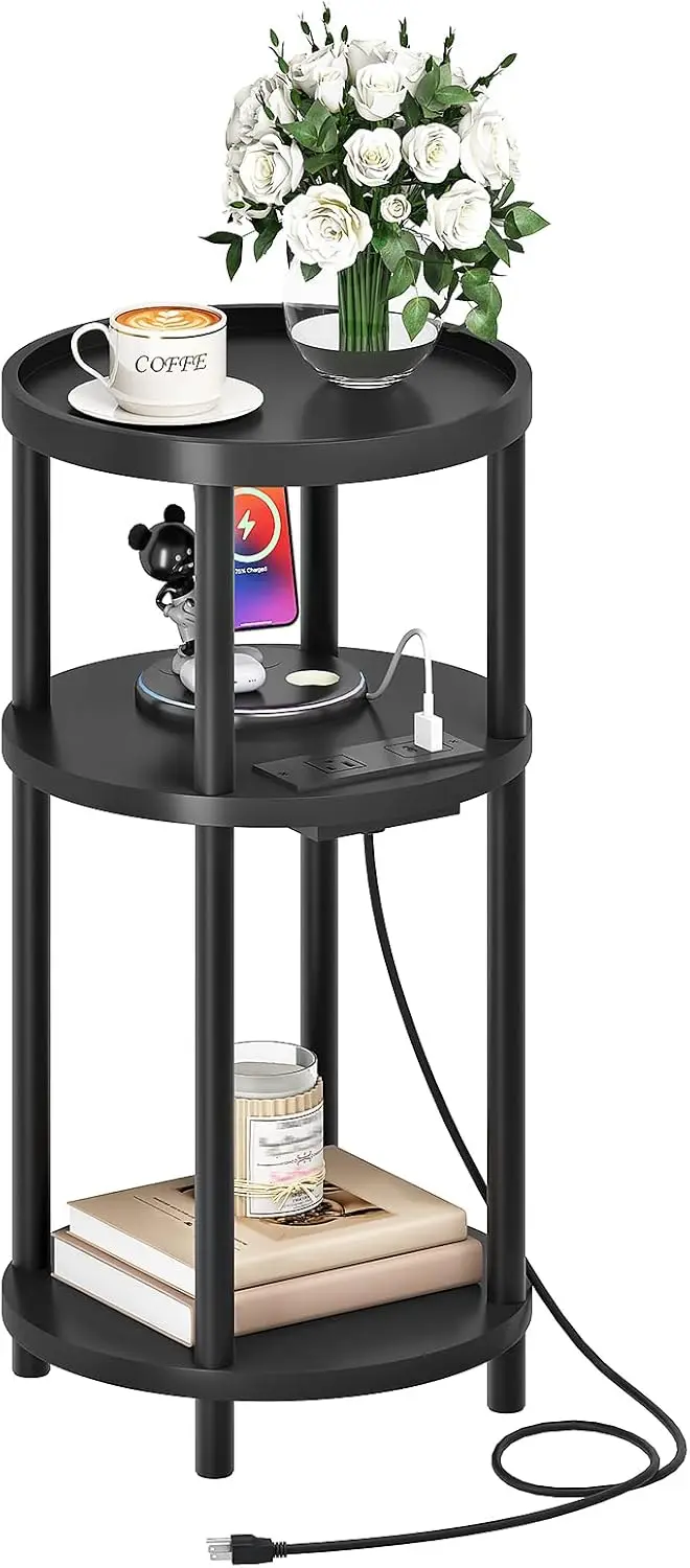 Small Round Side Table with Charging Station, 3-Tier Round Bamboo End Table, Compact Sofa Bedside Table for Small Space, Easy
Small Round Side Table with Charging Station, 3-Tier Round Bamboo End Table, Compact Sofa Bedside Table for Small Space, Easy