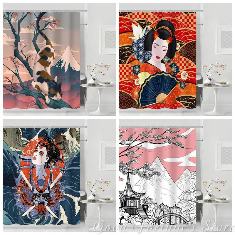 Geisha Samurai Swords And Fuji Yamashita Cat Waterproof Shower Curtain Bathroom Decoration
Geisha Samurai Swords And Fuji Yamashita Cat Waterproof Shower Curtain Bathroom Decoration