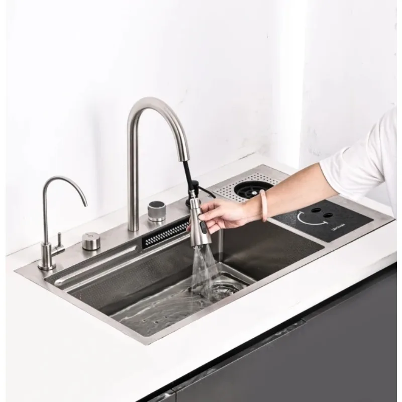 Multifunctional Knife Holder Double Bowl Square Counter Waterfall Stainless Steel Kitchen Sink Set
Multifunctional Knife Holder Double Bowl Square Counter Waterfall Stainless Steel Kitchen Sink Set