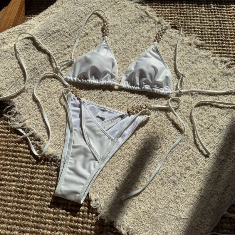 Women's Sexy Thong Bikini Crystal Side Bottom Triangle Bikini Halter Swimsuits
Women's Sexy Thong Bikini Crystal Side Bottom Triangle Bikini Halter Swimsuits