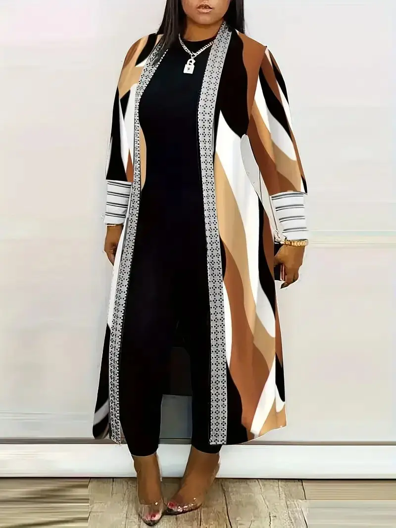 Plus Size Casual Coat, Women's Plus Contrast Long Sleeve Open Front Slight Stretch Cardigan CoatNyfairy
Plus Size Casual Coat, Women's Plus Contrast Long Sleeve Open Front Slight Stretch Cardigan CoatNyfairy