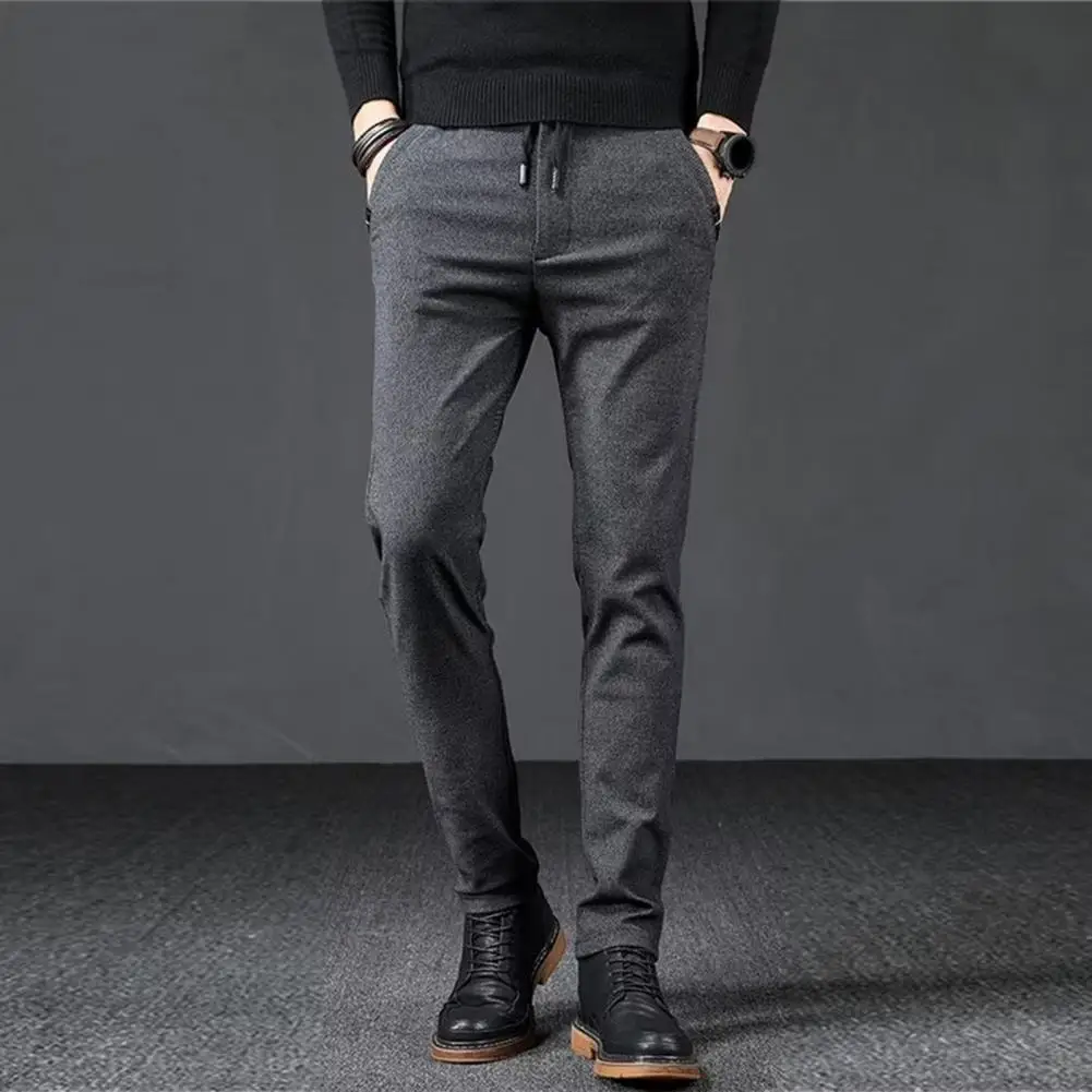 Men Pants Straight Drawstring Elastic Waist Slim Fit Men Trousers Soft Pockets Formal Business Style Mid-aged Men Long Trousers
Men Pants Straight Drawstring Elastic Waist Slim Fit Men Trousers Soft Pockets Formal Business Style Mid-aged Men Long Trousers