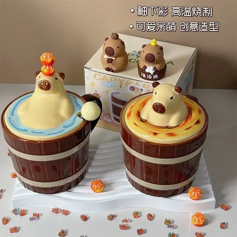 Capybara Mugs Water Bucket Shape with Lid Ceramic Coffee Cups Creative Cartoon Kids Friends Birthday Christmas Gift Cups
Capybara Mugs Water Bucket Shape with Lid Ceramic Coffee Cups Creative Cartoon Kids Friends Birthday Christmas Gift Cups