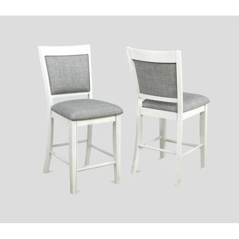 White Gray Linen Counter Stool with Footrest Wooden Bar Chair 2pc
White Gray Linen Counter Stool with Footrest Wooden Bar Chair 2pc