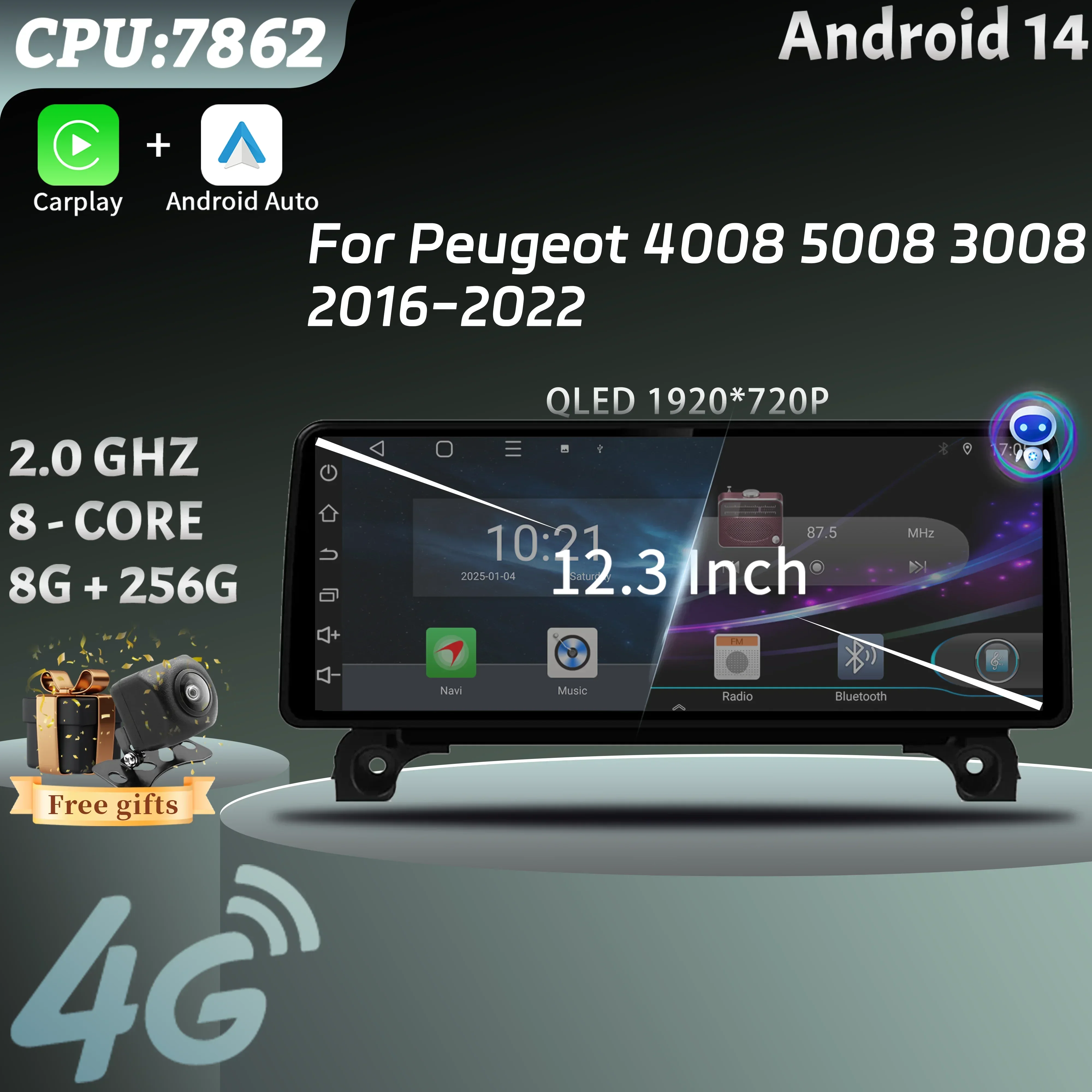 12.3inch Car Radio For Peugeot 4008 5008 3008 2016-2022 Multimedia Navigation 4G GPS Wireless BT Carplay Stereo Touch Screen
12.3inch Car Radio For Peugeot 4008 5008 3008 2016-2022 Multimedia Navigation 4G GPS Wireless BT Carplay Stereo Touch Screen