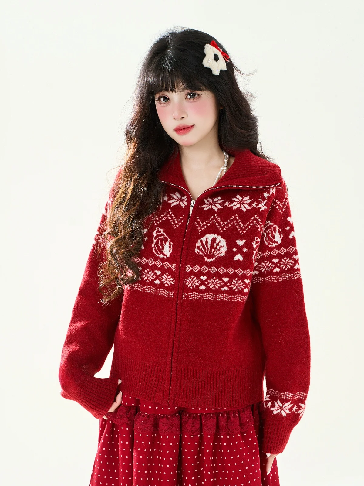 ENJOG Red Floral ell Contrast Color Knitted Sweater Women's Small Size Vintage Casual New Year's Knitwear Open Cardigan
ENJOG Red Floral ell Contrast Color Knitted Sweater Women's Small Size Vintage Casual New Year's Knitwear Open Cardigan
