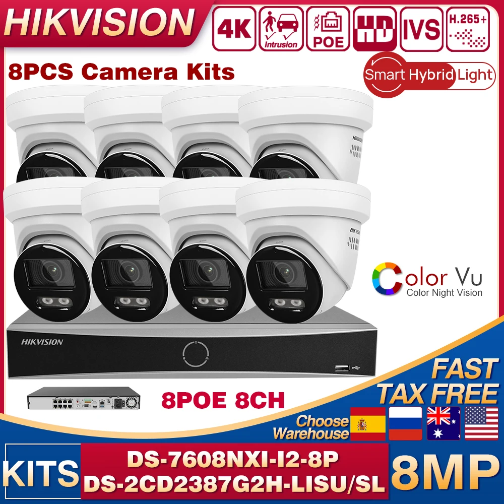 8PCS Hikvision 4MP/8MP DS-2CD234(8)7G2H-LISU/SL IP Camera Smart Hybrid IR White Light ColorVu Built-in 2-Way Audio 8POE NVR Kits
8PCS Hikvision 4MP/8MP DS-2CD234(8)7G2H-LISU/SL IP Camera Smart Hybrid IR White Light ColorVu Built-in 2-Way Audio 8POE NVR Kits