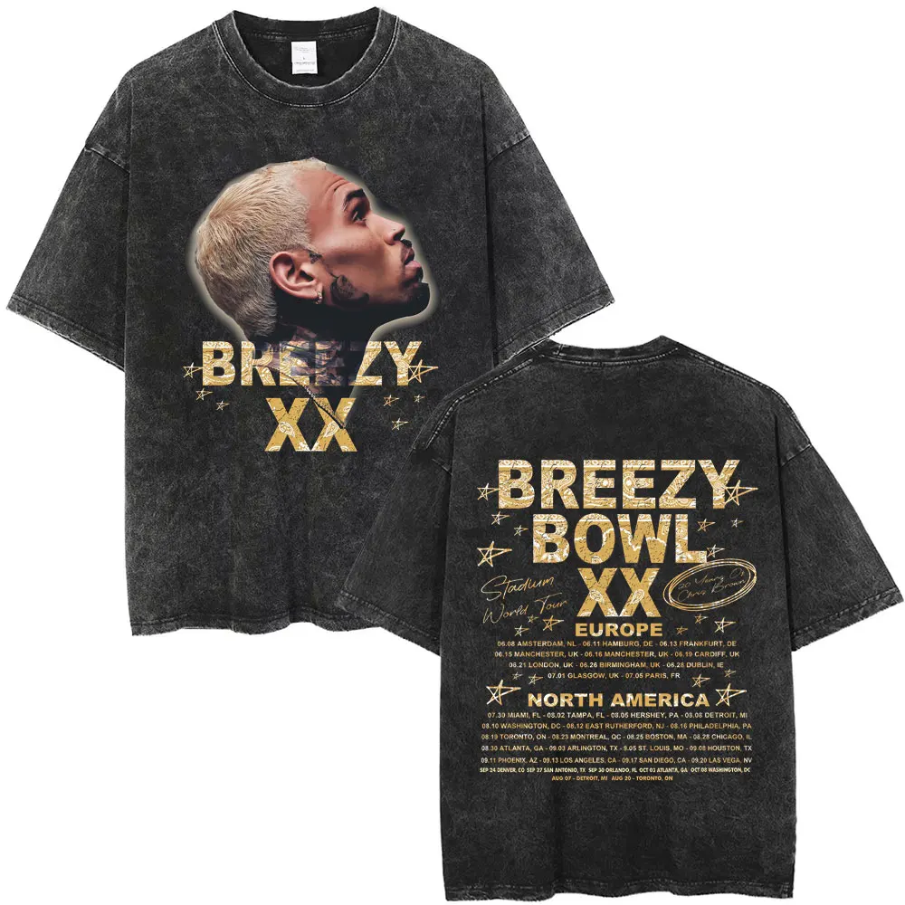 Випраный винтажный рэпер Крис Браун Breezy Bowl XX Tour 2025 Футболки с поп-музыкой Мужчины Женщины Хип-хоп Модные уличные футболки с круглым вырезом
Випраный винтажный рэпер Крис Браун Breezy Bowl XX Tour 2025 Футболки с поп-музыкой Мужчины Женщины Хип-хоп Модные уличные футболки с круглым вырезом